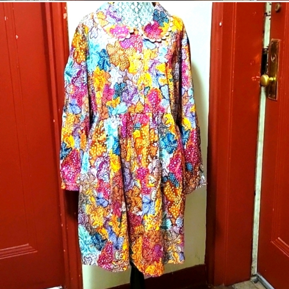KIKI VARGAS Women's Multi Color Longsleeve Dress Size 3X